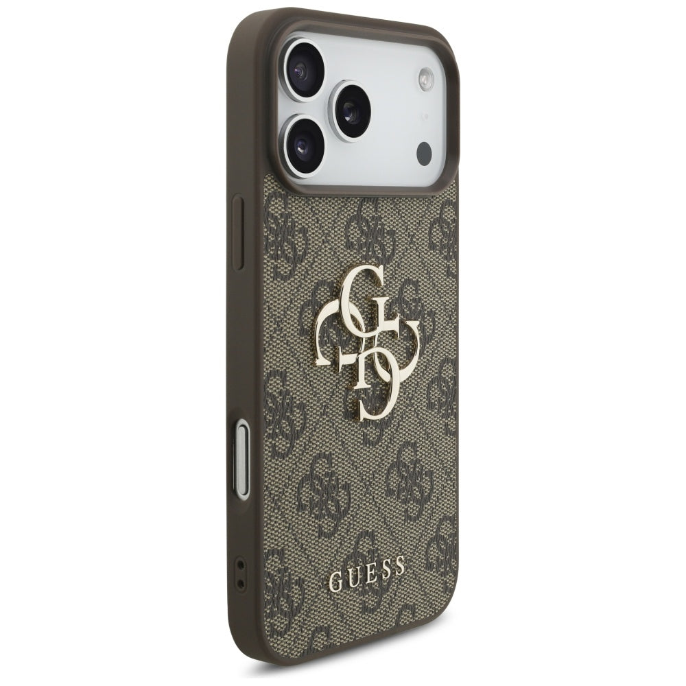 Deksel for Apple iPhone 17 Pro Max, Guess, 4G Classic Logo with Pearl Strap, Brun
