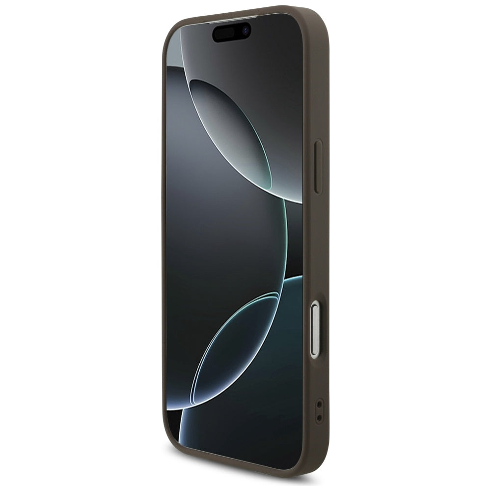 Deksel for Apple iPhone 17 Pro Max, Guess, 4G Classic Logo with Pearl Strap, Brun