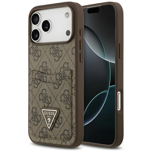 Deksel for Apple iPhone 17 Pro Max, Guess, 4G Double Card Triangle, Brun