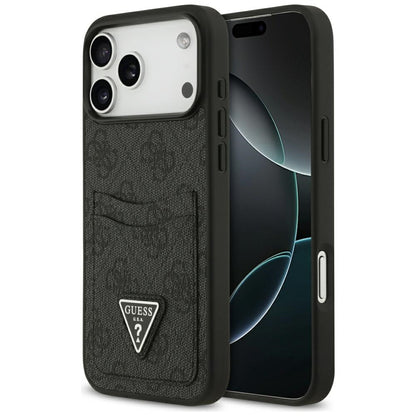 Deksel for Apple iPhone 17 Pro Max, Guess, 4G Double Card Triangle, Svart