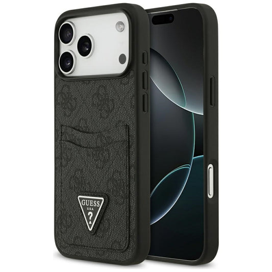 Deksel for Apple iPhone 17 Pro Max, Guess, 4G Double Card Triangle, Svart