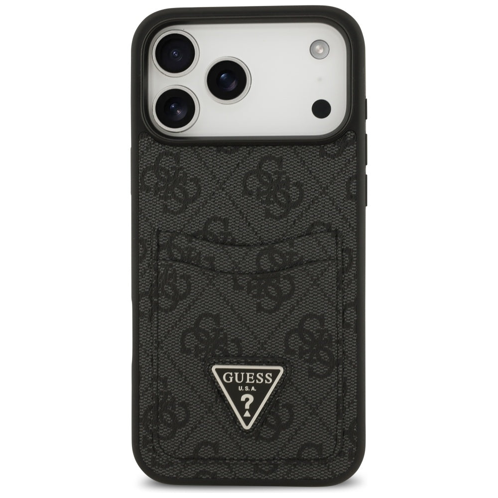 Deksel for Apple iPhone 17 Pro Max, Guess, 4G Double Card Triangle, Svart