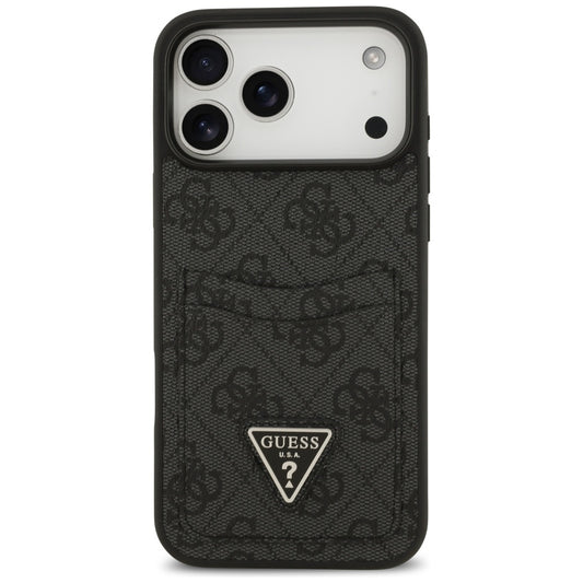 Deksel for Apple iPhone 17 Pro Max, Guess, 4G Double Card Triangle, Svart