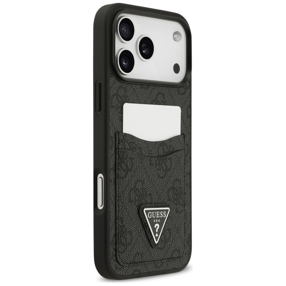Deksel for Apple iPhone 17 Pro Max, Guess, 4G Double Card Triangle, Svart