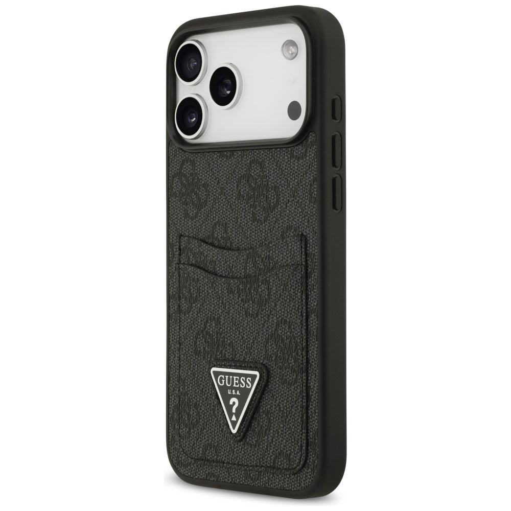 Deksel for Apple iPhone 17 Pro Max, Guess, 4G Double Card Triangle, Svart