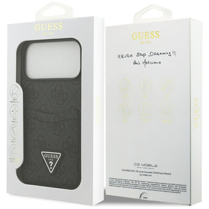 Deksel for Apple iPhone 17 Pro Max, Guess, 4G Double Card Triangle, Svart