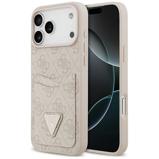 Deksel for Apple iPhone 17 Pro Max, Guess, 4G Double Card Triangle, Rosa