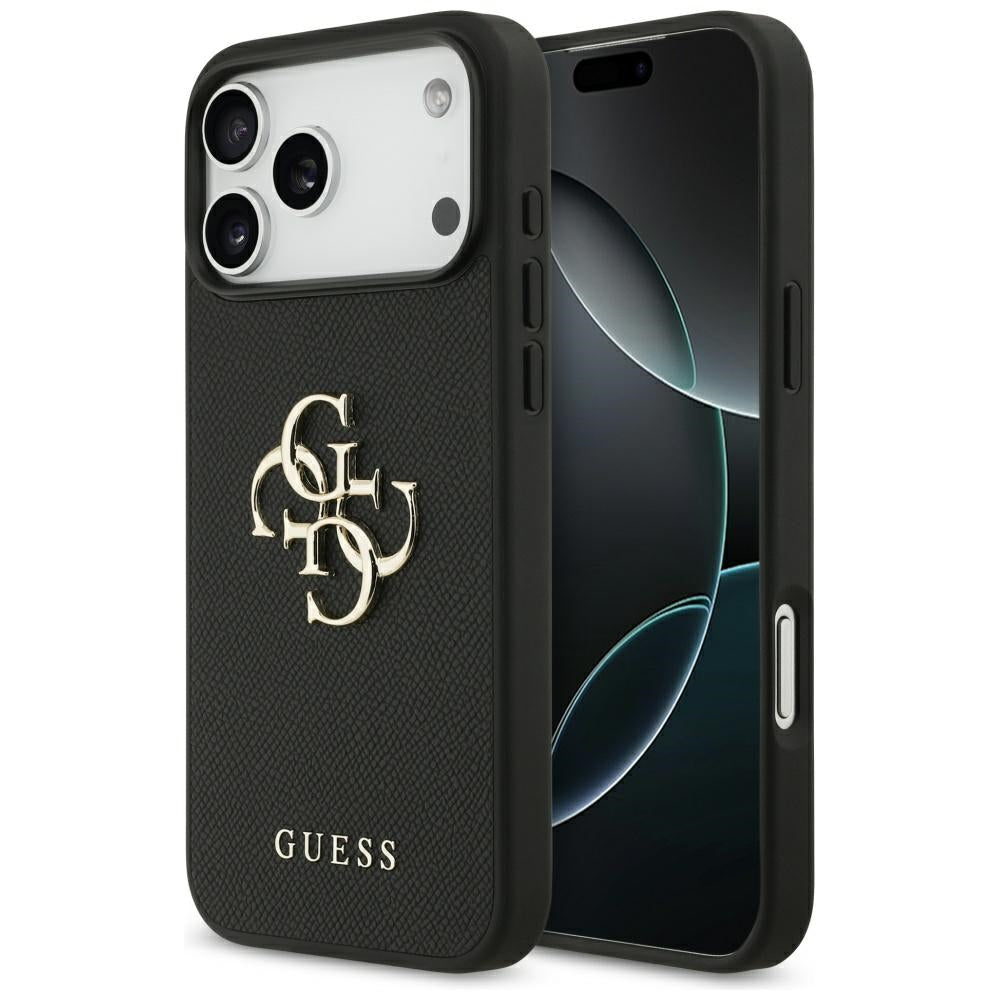 Deksel for Apple iPhone 17 Pro Max, Guess, 4G Grained Big and Classic Logo, Svart