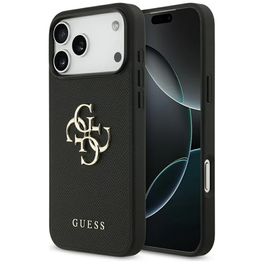 Deksel for Apple iPhone 17 Pro Max, Guess, 4G Grained Big and Classic Logo, Svart
