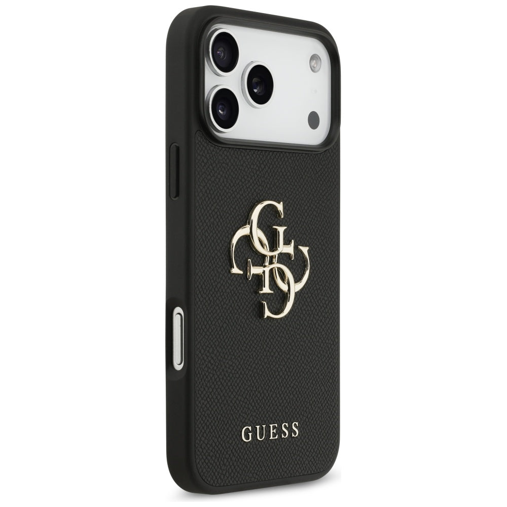 Deksel for Apple iPhone 17 Pro Max, Guess, 4G Grained Big and Classic Logo, Svart