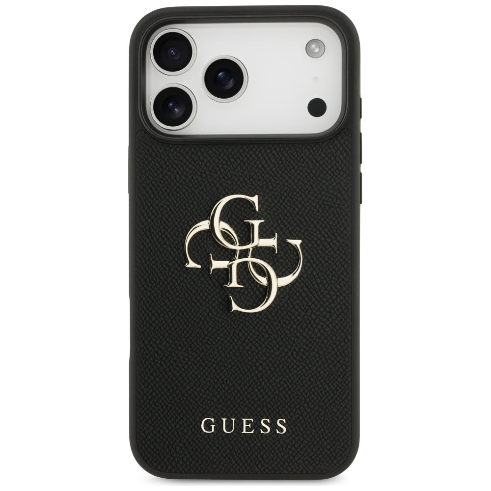 Deksel for Apple iPhone 17 Pro Max, Guess, 4G Grained Big and Classic Logo, Svart