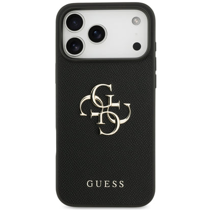 Deksel for Apple iPhone 17 Pro Max, Guess, 4G Grained Big and Classic Logo, Svart