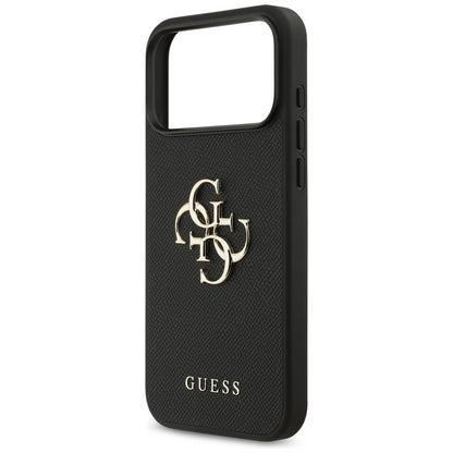 Deksel for Apple iPhone 17 Pro Max, Guess, 4G Grained Big and Classic Logo, Svart