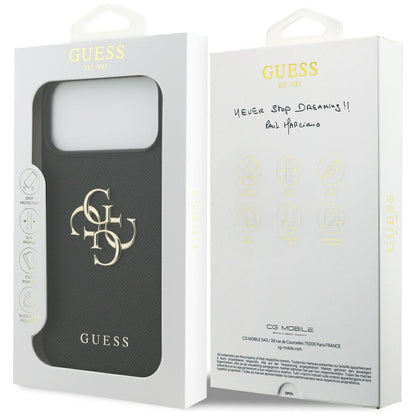 Deksel for Apple iPhone 17 Pro Max, Guess, 4G Grained Big and Classic Logo, Svart