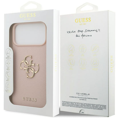 Deksel for Apple iPhone 17 Pro Max, Guess, 4G Grained Big and Classic Logo, Rosa