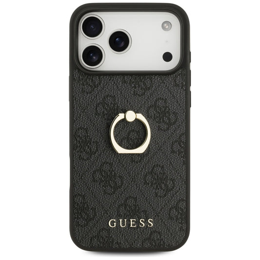 Deksel for Apple iPhone 17 Pro Max, Guess, 4G Ring Stand, Svart
