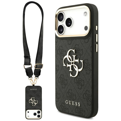 Deksel for Apple iPhone 17 Pro Max, Guess, Big 4G Classic Logo with Big Strap, Svart