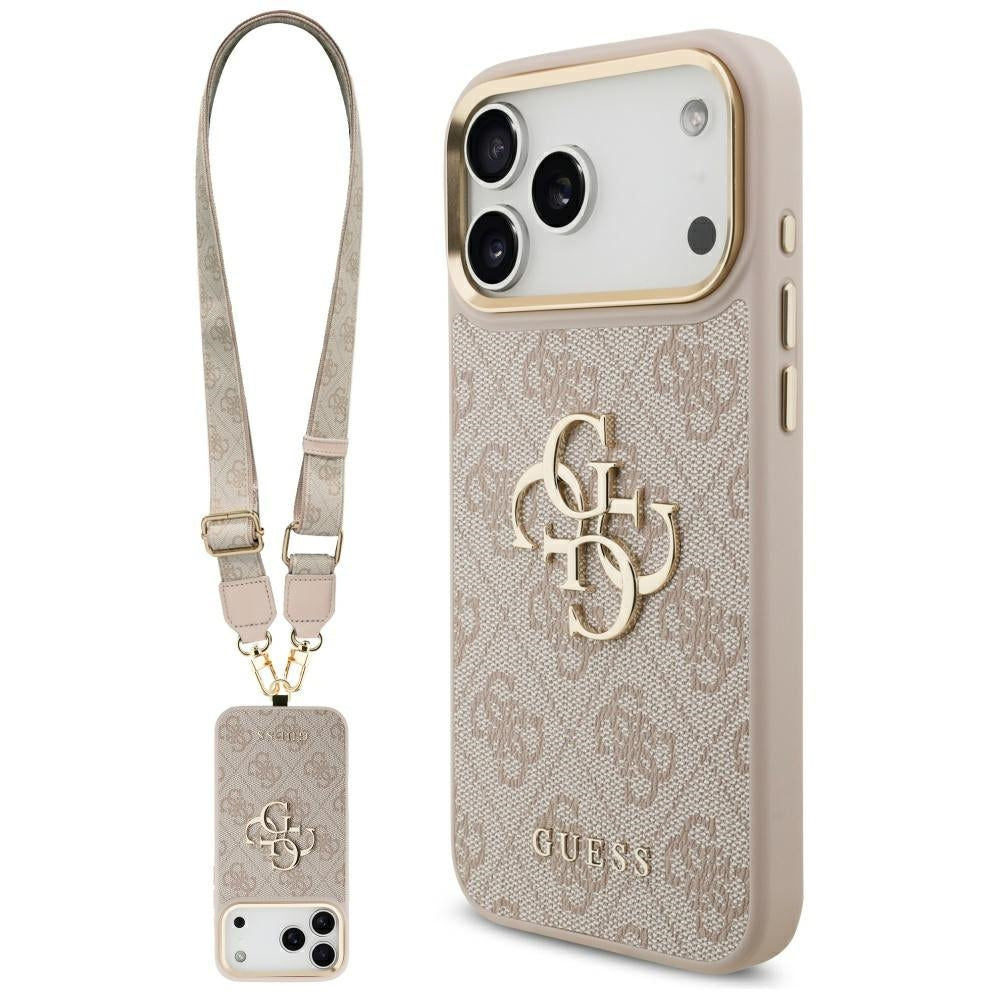Deksel for Apple iPhone 17 Pro Max, Guess, Big 4G Classic Logo with Big Strap, Rosa