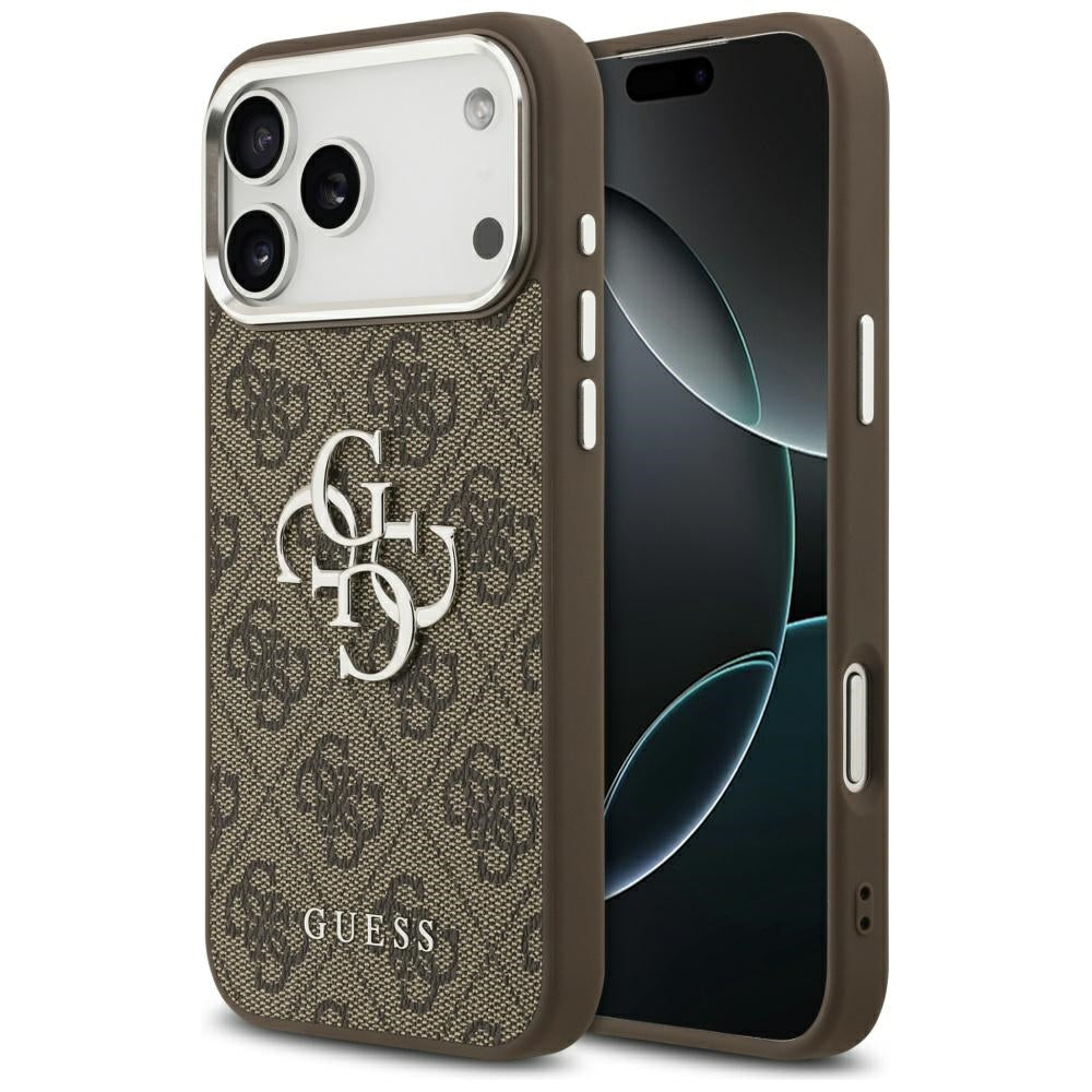 Deksel for Apple iPhone 17 Pro Max, Guess, Big 4G Logo Classic, Brun Sølv