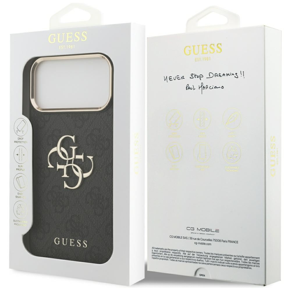 Deksel for Apple iPhone 17 Pro Max, Guess, Big 4G Logo Classic, Svart Gull