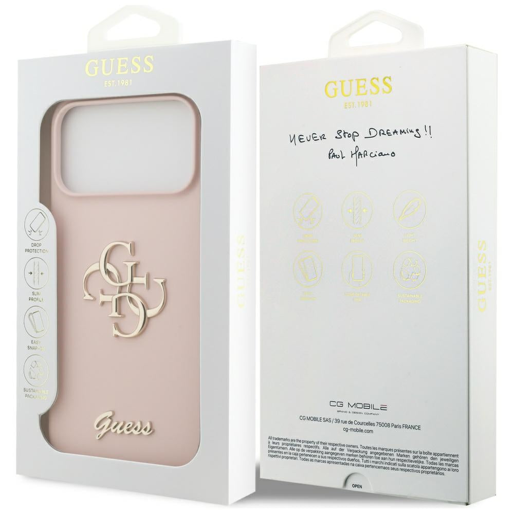 Deksel for Apple iPhone 17 Pro Max, Guess, Big 4G Script, Lys Rosa