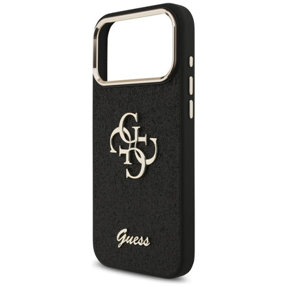 Deksel for Apple iPhone 17 Pro Max, Guess, Fixed Glitter Big 4G Metal Frame, Svart