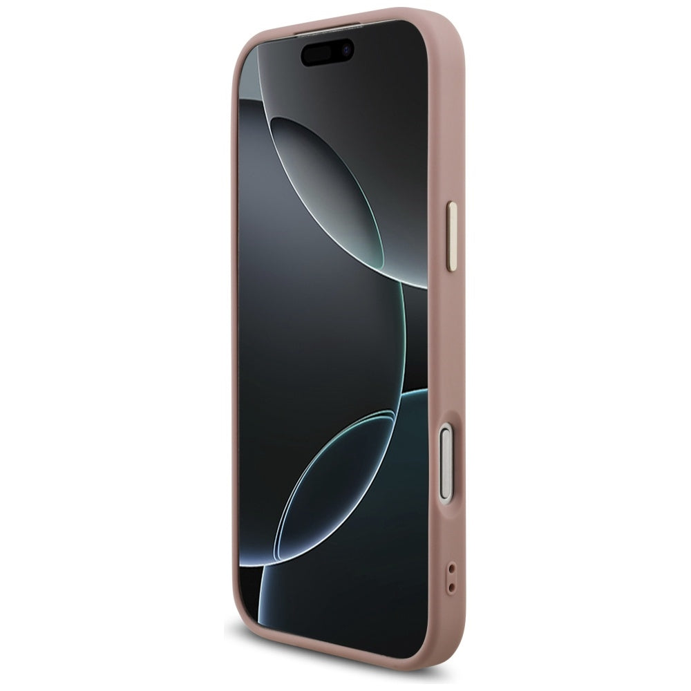 Deksel for Apple iPhone 17 Pro Max, Guess, Fixed Glitter Big 4G Metal Frame, Rosa