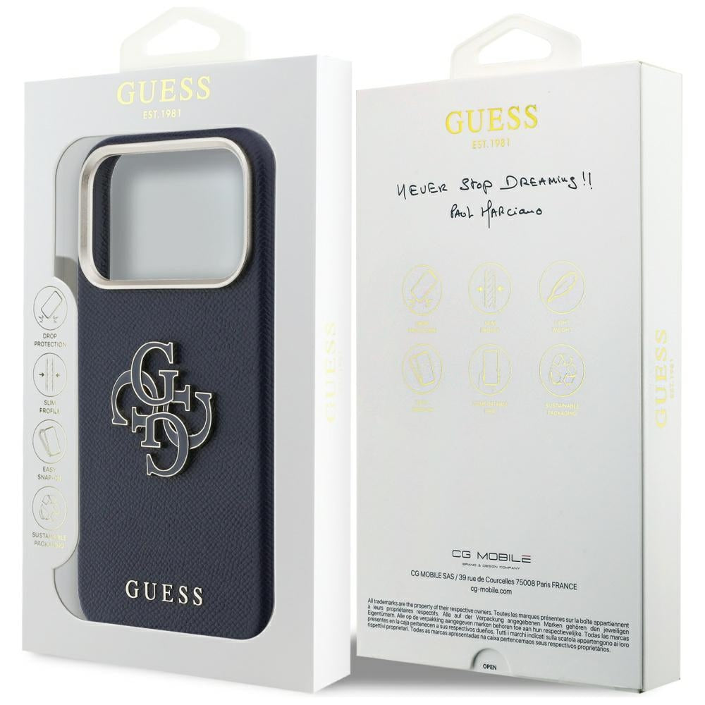 Deksel for Apple iPhone 17 Pro Max, Guess, Resin Logo, Blå