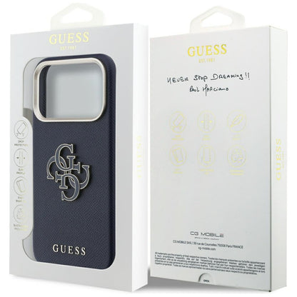 Deksel for Apple iPhone 17 Pro Max, Guess, Resin Logo, Blå