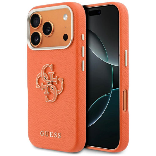 Deksel for Apple iPhone 17 Pro Max, GUESS, Resin Logo, Oransje