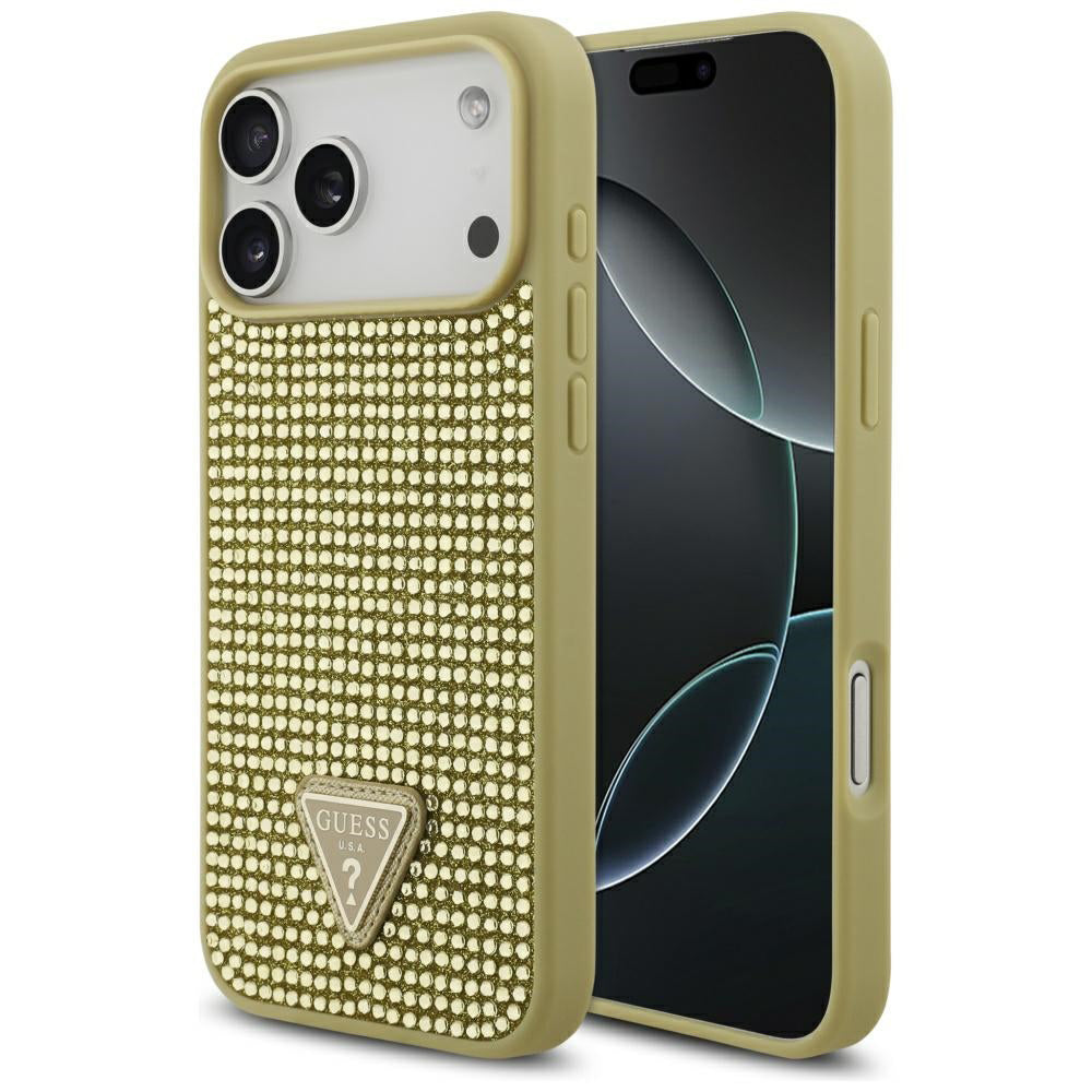 Deksel for Apple iPhone 17 Pro Max, Guess, Rhinestone Triangle Logo, Gull