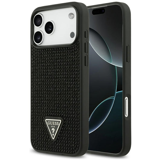 Deksel for Apple iPhone 17 Pro Max, Guess, Rhinestone Triangle Logo, Svart