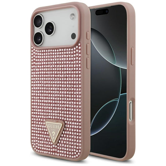 Deksel for Apple iPhone 17 Pro Max, Guess, Rhinestone Triangle Logo, Rosa