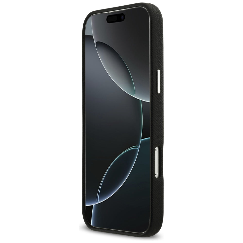 Deksel for Apple iPhone 17 Pro Max, Karl Lagerfeld, FW Grained Signature Logo, Svart