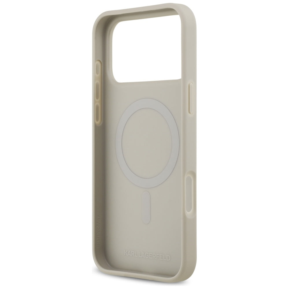 Deksel for Apple iPhone 17 Pro Max, Karl Lagerfeld, Grained Pattern Logo, Grå