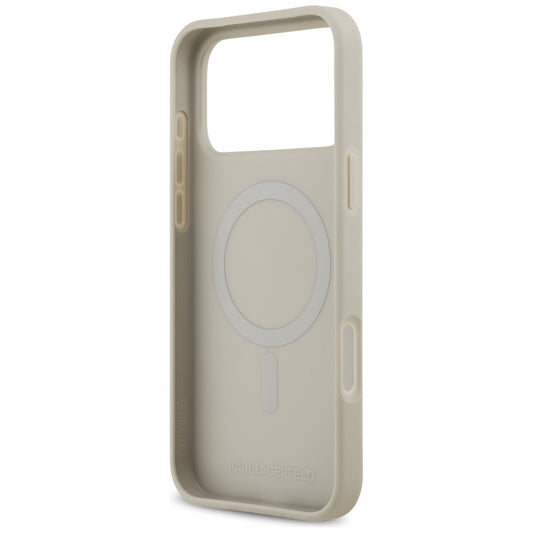 Deksel for Apple iPhone 17 Pro Max, Karl Lagerfeld, Grained Pattern Logo, Grå