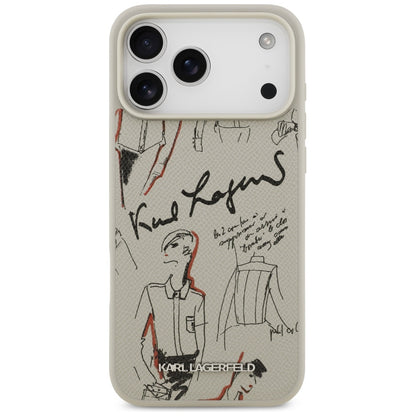 Deksel for Apple iPhone 17 Pro Max, Karl Lagerfeld, Grained Pattern Logo, Grå