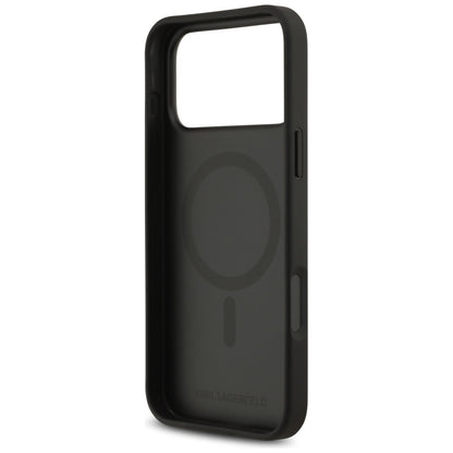 Deksel for Apple iPhone 17 Pro Max, Karl Lagerfeld, Grained Pattern Logo, Svart