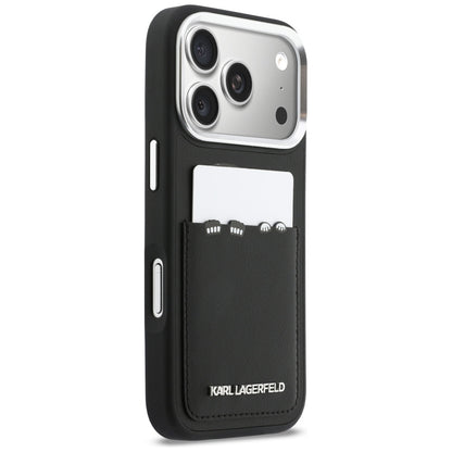 Deksel for Apple iPhone 17 Pro Max, Karl Lagerfeld, Karl & Choupette Print with Pocket, Svart
