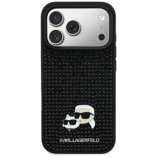 Deksel for Apple iPhone 17 Pro Max, Karl Lagerfeld, Rhinestone Karl & Choupette Pins, Svart