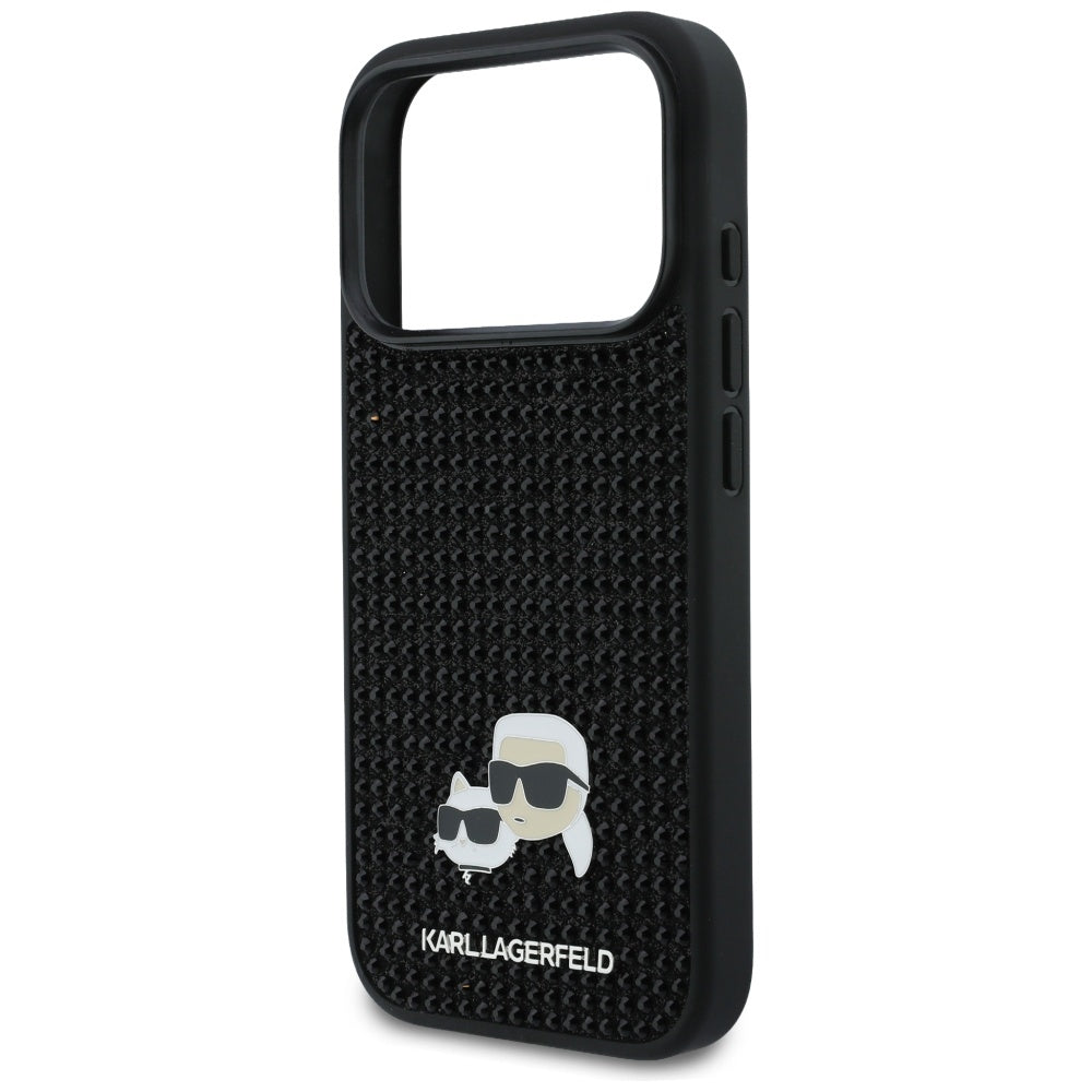 Deksel for Apple iPhone 17 Pro Max, Karl Lagerfeld, Rhinestone Karl & Choupette Pins, Svart