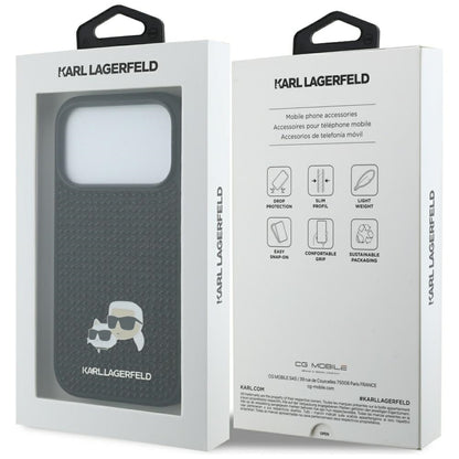 Deksel for Apple iPhone 17 Pro Max, Karl Lagerfeld, Rhinestone Karl & Choupette Pins, Svart