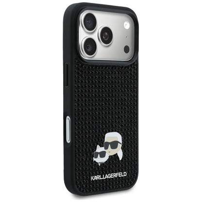 Deksel for Apple iPhone 17 Pro Max, Karl Lagerfeld, Rhinestone Karl & Choupette Pins, Svart