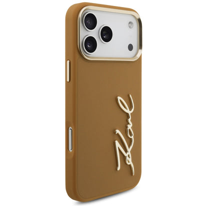 Deksel for Apple iPhone 17 Pro Max, Karl Lagerfeld, Script Logo, Brun