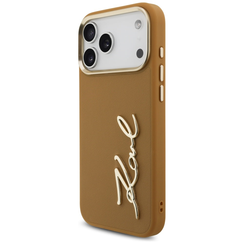 Deksel for Apple iPhone 17 Pro Max, Karl Lagerfeld, Script Logo, Brun