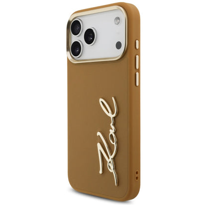 Deksel for Apple iPhone 17 Pro Max, Karl Lagerfeld, Script Logo, Brun