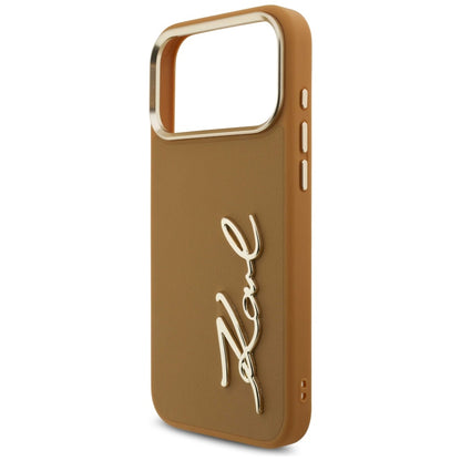 Deksel for Apple iPhone 17 Pro Max, Karl Lagerfeld, Script Logo, Brun