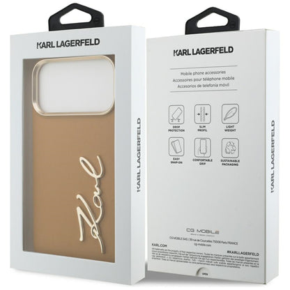Deksel for Apple iPhone 17 Pro Max, Karl Lagerfeld, Script Logo, Brun