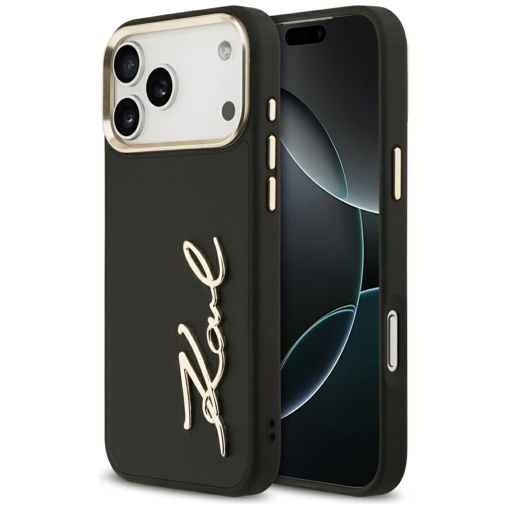 Deksel for Apple iPhone 17 Pro Max, Karl Lagerfeld, Script Logo, Svart