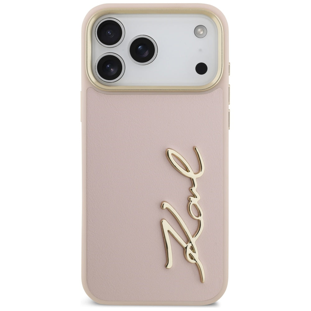 Deksel for Apple iPhone 17 Pro Max, Karl Lagerfeld, Script Logo, Rosa